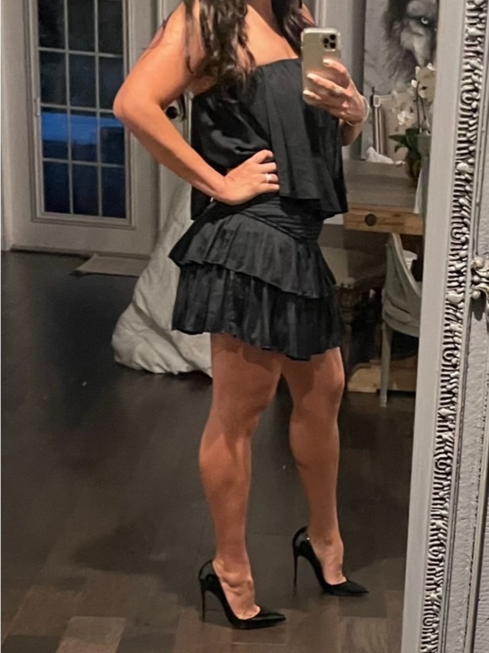 Black Tiered Ruffle Mini Dress